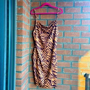 SHEIN Sxy Plus Zebra Striped Print Cami Bodycon Dress